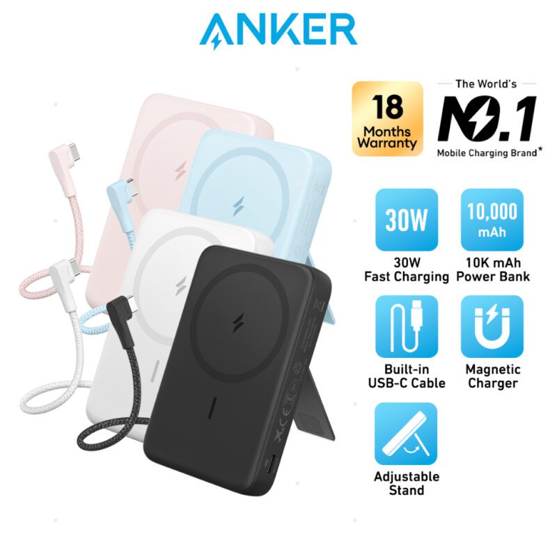 A1685.6 پاوربانک بیسیم انکر Anker Zolo Magnetic Power Bank 10K 30W Built-in USB-C Cable مدل A1685 - Image 7