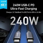 کابل USB-C به USB-C انکر 240 وات Anker 765 240W 6FT USB-C to USB-C Cable A8866HA1 - Image 7